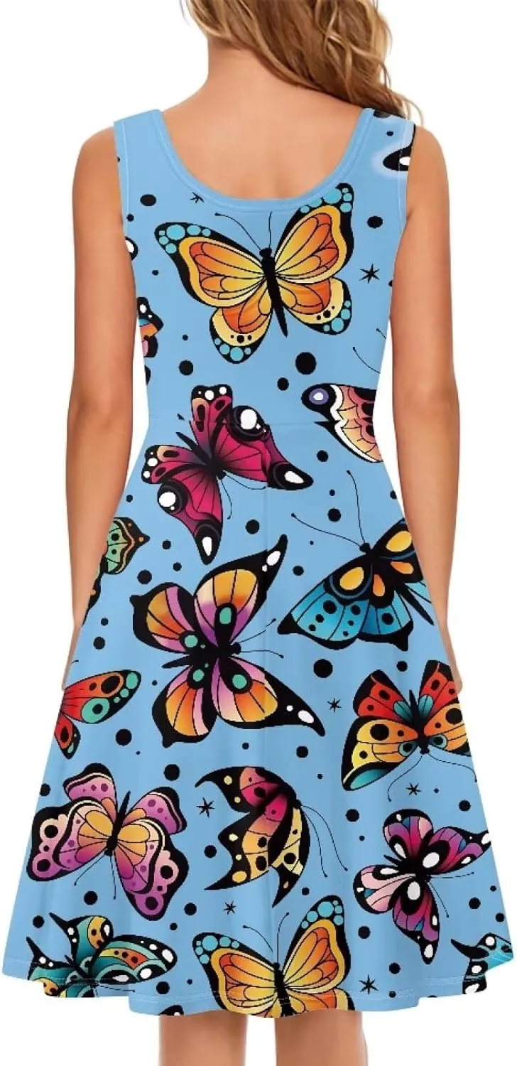 Womens Summer Dresses Halter Plus Size Dress Sleeveless Midi Dress Sundress XS-4XL