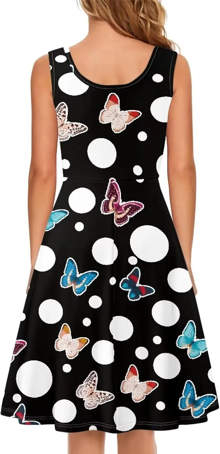 Womens Summer Dresses Halter Plus Size Dress Sleeveless Midi Dress Sundress XS-4XL