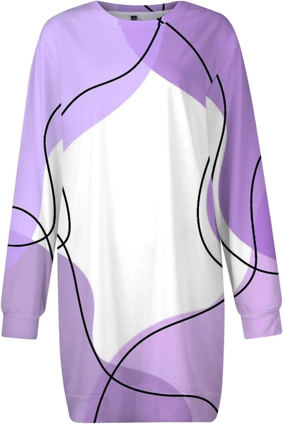 Womens Sweater Dresses 2024 Round Neck Geometric Long Sleeve Hip Wrapped Dress Sweater Dress