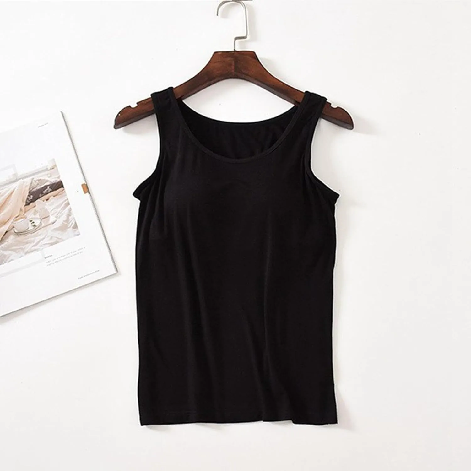 Womens Tank Tops with Built in Bra with Padding Camisole Tops for Women Built in Bra Casual Sleeveless Undershirt Top