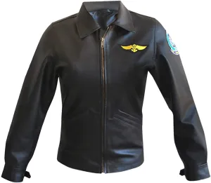 Womens Top Charlie Flight Pilot Aviator Costume Leather Jacket