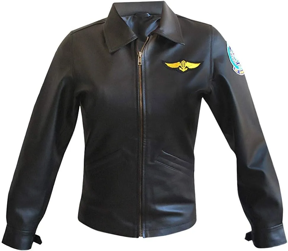 Womens Top Charlie Flight Pilot Aviator Costume Leather Jacket