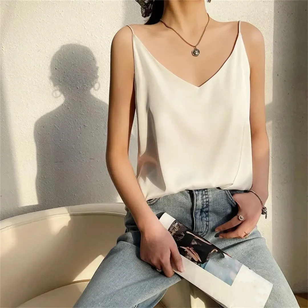 Women's V-Neck Short Inner Top One-Shoulder Camisole