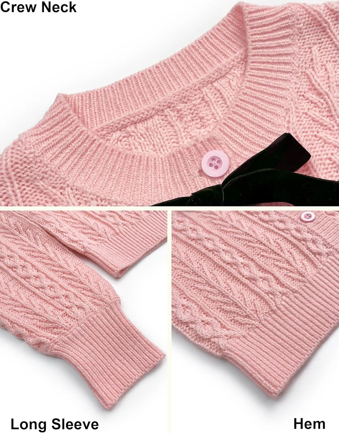 Womens Valentines 2 Piece Set Cable Knit Bow Mini Dress Outfits 2025