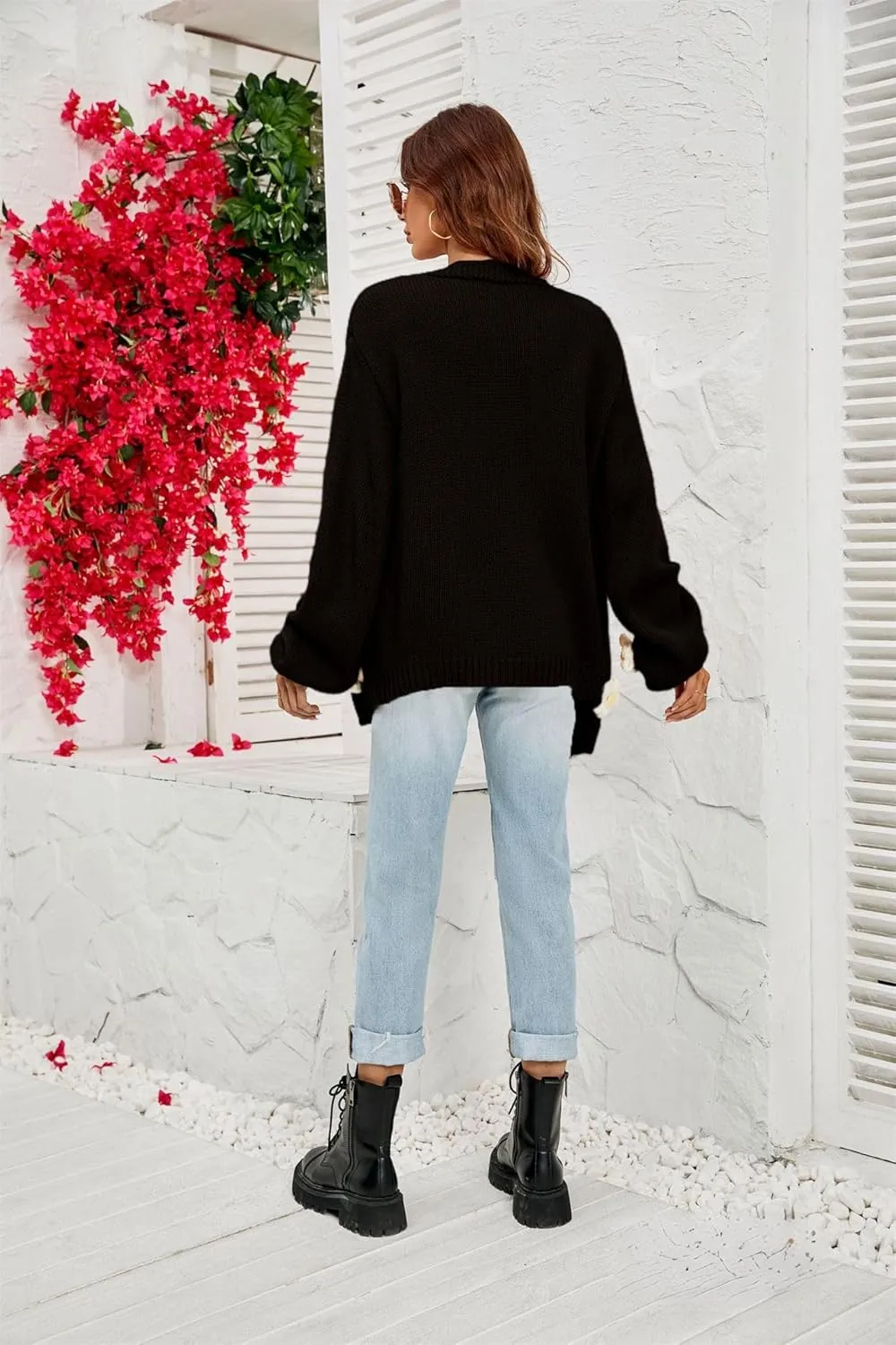 Womens Y2K Cute Cardigan Sweaters Open Front Cropped Flower Knit Jacket Vintage Preppy Aesthetic 90s Clothes Kawaii Sweater