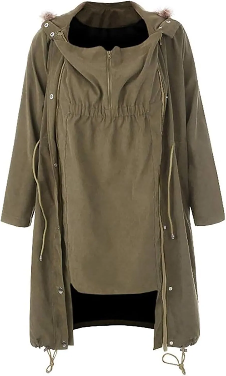 XOWRTE Maternity 3 in 1 Winter Coat Thicken Quilted Lined Warm Hooded Outwear Long Puffer Down Jacket Parka with Pockets