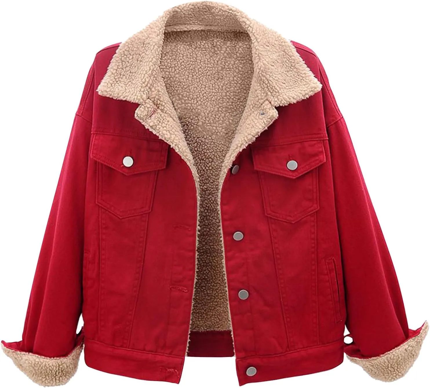 yardsong Denim Jackets for Women Winter Warm Fuzzy Fleece Lined Jean Coats Button Down Lapel Collar Trucker Outerwear