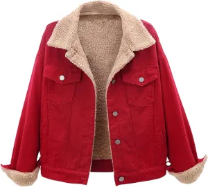 yardsong Denim Jackets for Women Winter Warm Fuzzy Fleece Lined Jean Coats Button Down Lapel Collar Trucker Outerwear