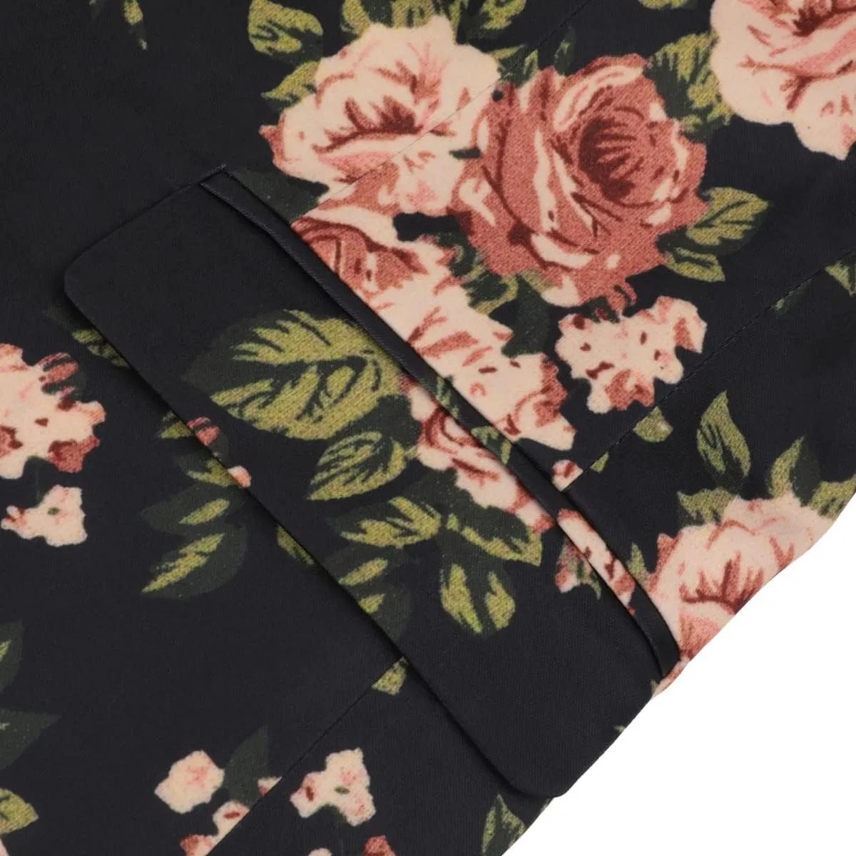 YFFUSHI Mens Dress Floral Suit Slim Fit Single Breasted Stylish Casual Printed Blazer Jacket