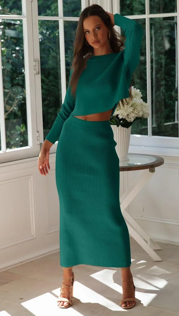 YKR Women's 2 Piece Sweater Dress Skirt Sets Rib Knit Maxi Bodycon Crop Top Winter Outfits for Women