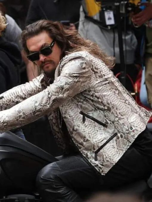 Yolo Jackets Mens Dante Reyes Jason Momoa Artificial Snake Skin Leather Jacket - Snakeskin Jacket Men
