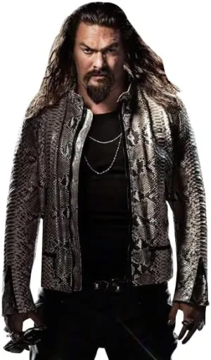 Yolo Jackets Mens Dante Reyes Jason Momoa Artificial Snake Skin Leather Jacket - Snakeskin Jacket Men