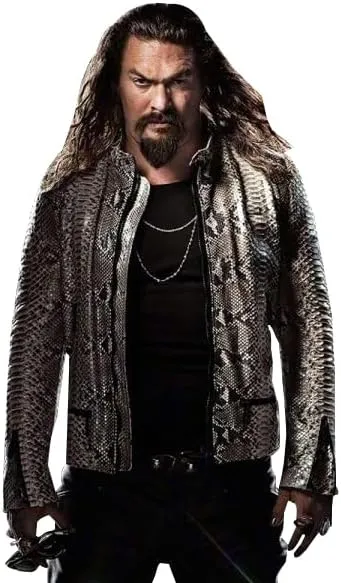 Yolo Jackets Mens Dante Reyes Jason Momoa Artificial Snake Skin Leather Jacket - Snakeskin Jacket Men