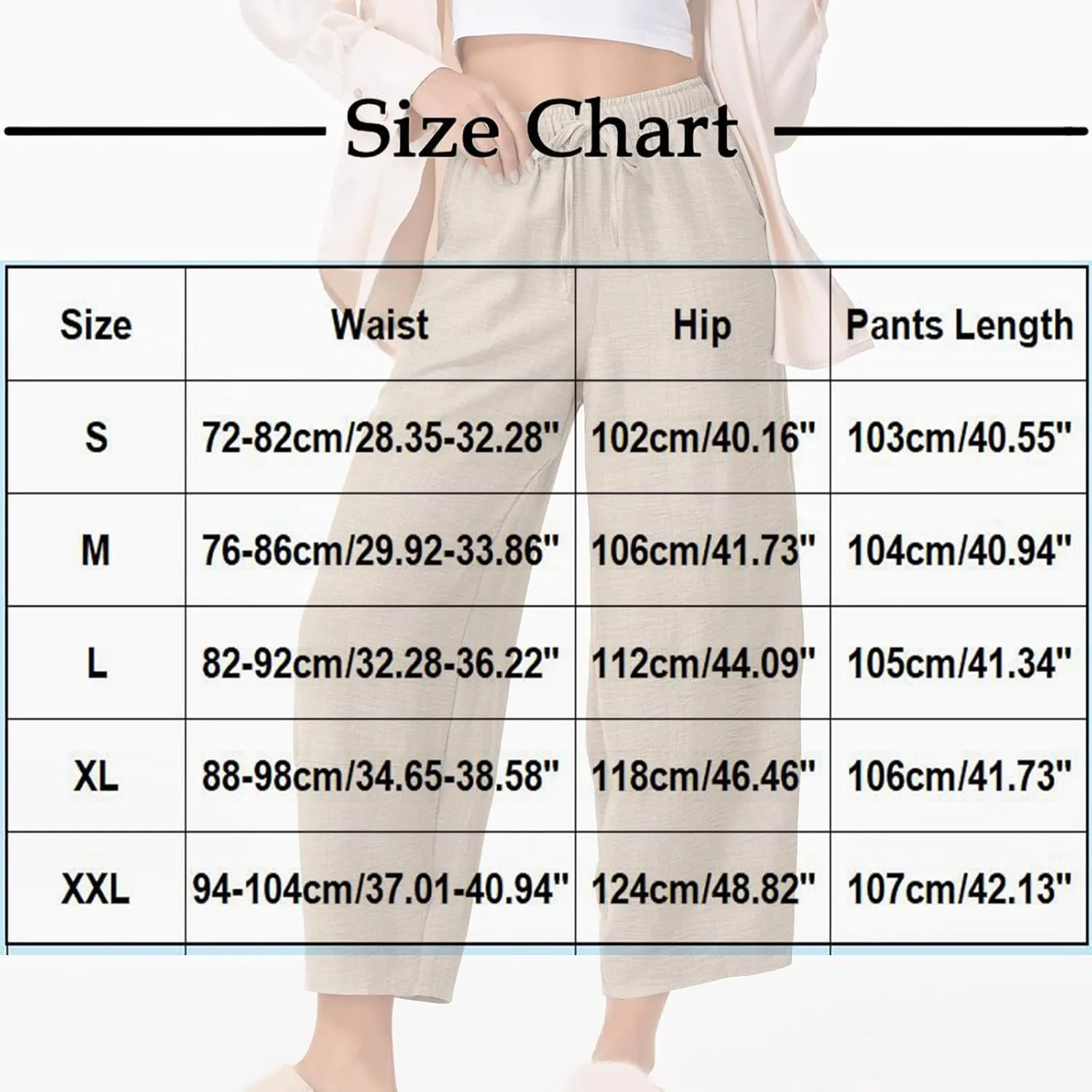 YRAETENM Women's Linen Pants Summer Drawstring High Waisted Solid Beach Pants Casual Wide Leg Lounge Trousers with Pockets