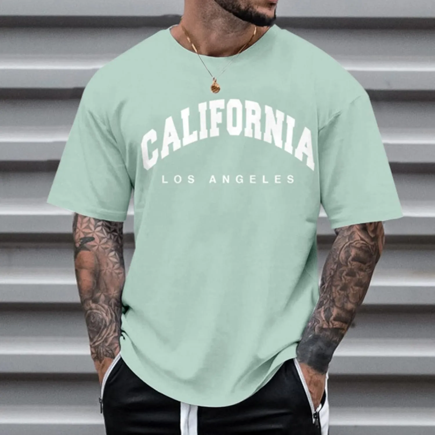 ZYXTIM Mens T Shirrs Classic Graphic Short Sleeve Crew Neck Summer Casual Tee Solid Color Hip Hop Trendy Loose Tops Plus Size