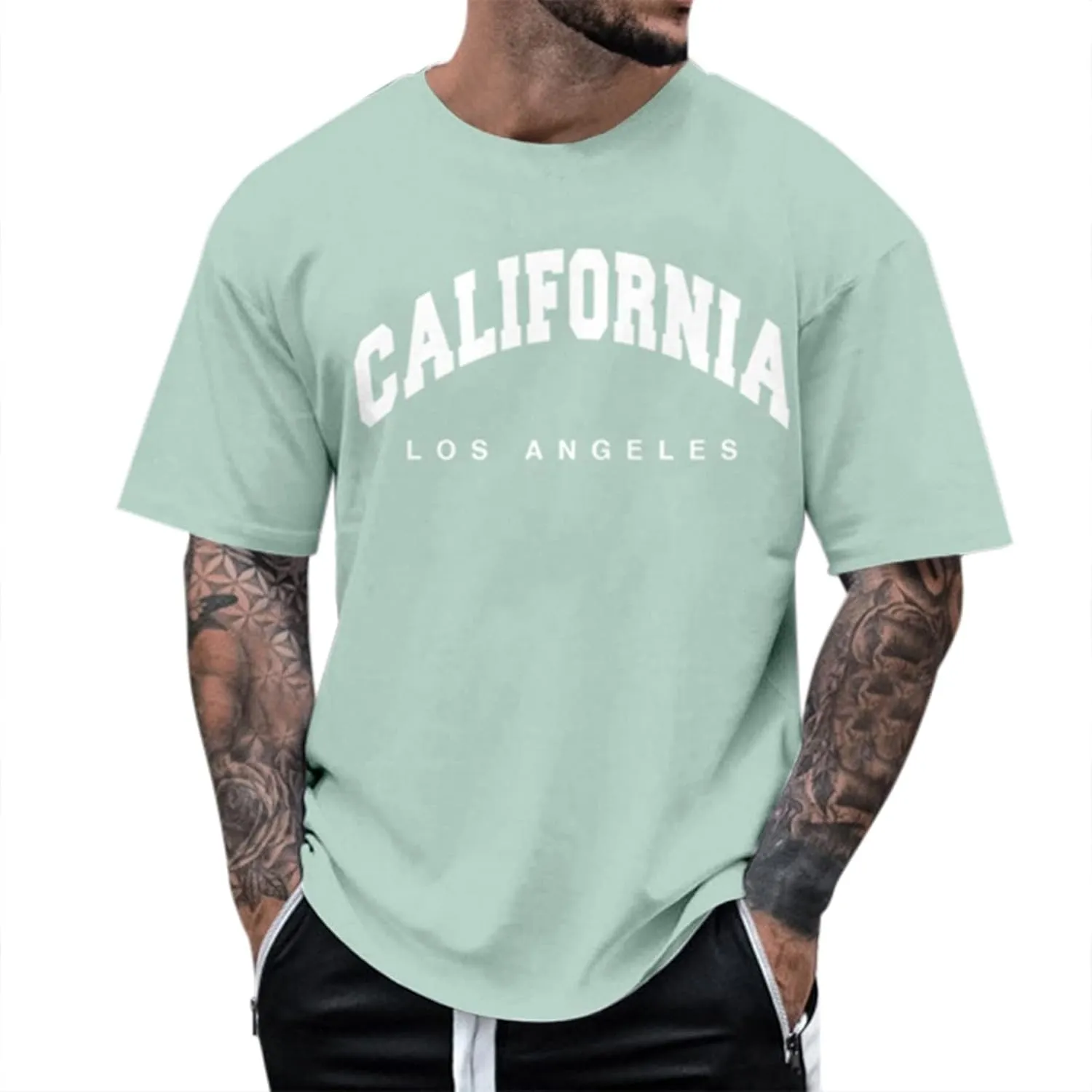 ZYXTIM Mens T Shirrs Classic Graphic Short Sleeve Crew Neck Summer Casual Tee Solid Color Hip Hop Trendy Loose Tops Plus Size